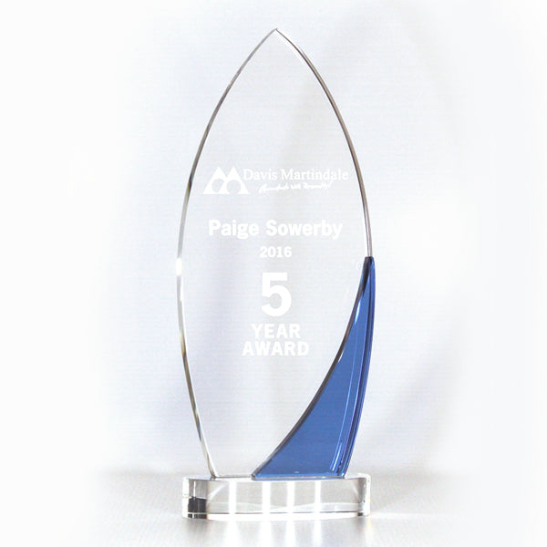 Glass Award with Blue Inset
