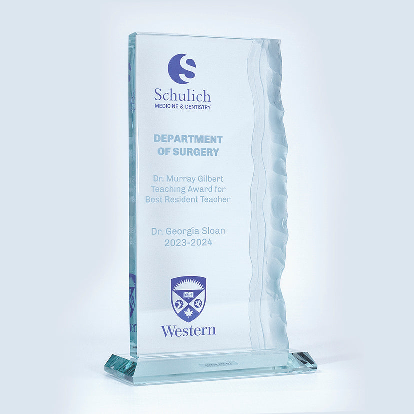 Crest Frosted Edge Jade Glass Award