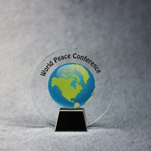 Acrylic Circle Award with Chrome Base - - Nothers