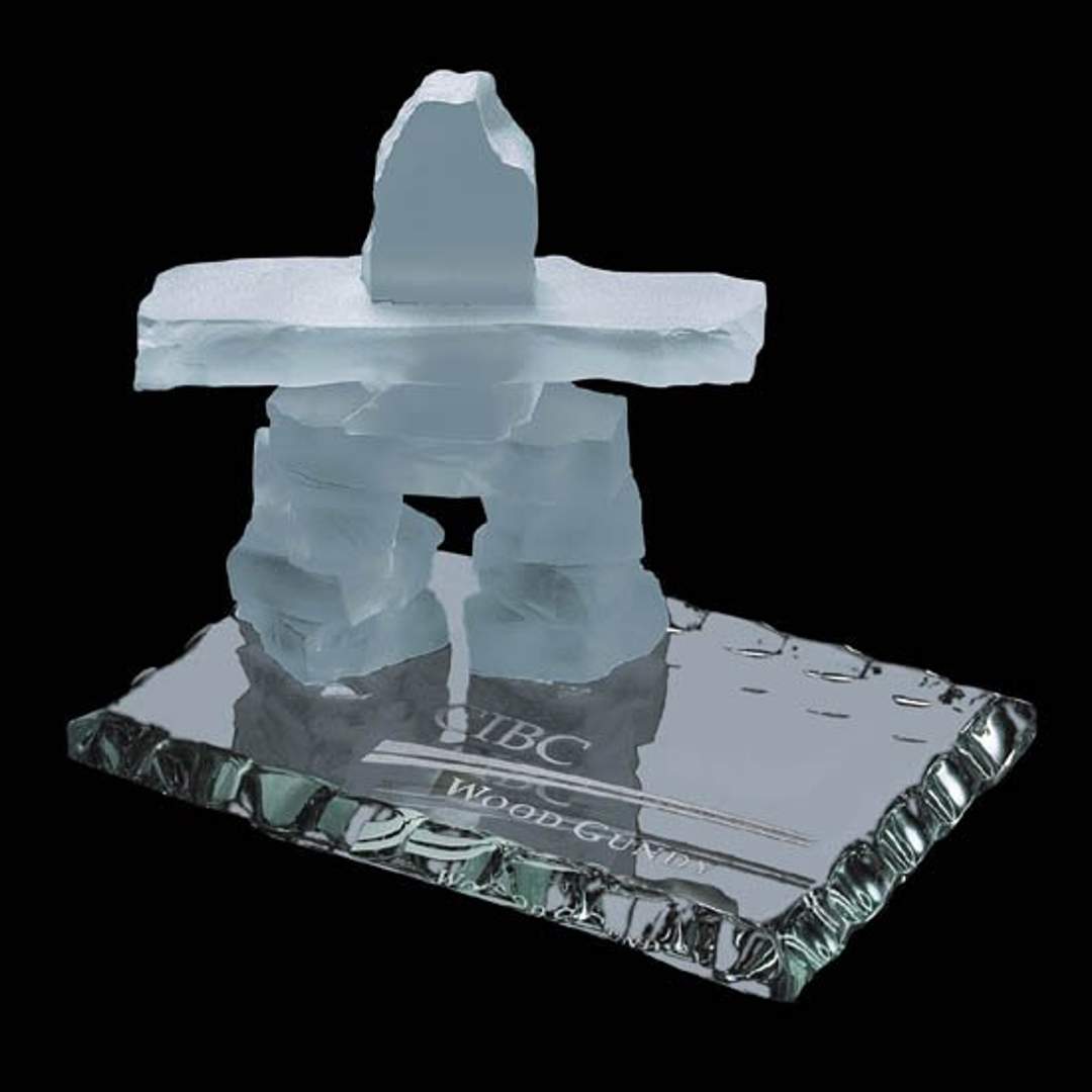 Jade Crystal Inukshuk Award with Base