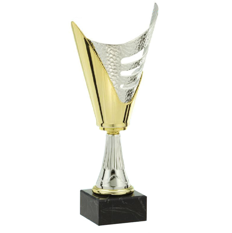 Gold and Silver Metal Trophy Cup on Marble Base
