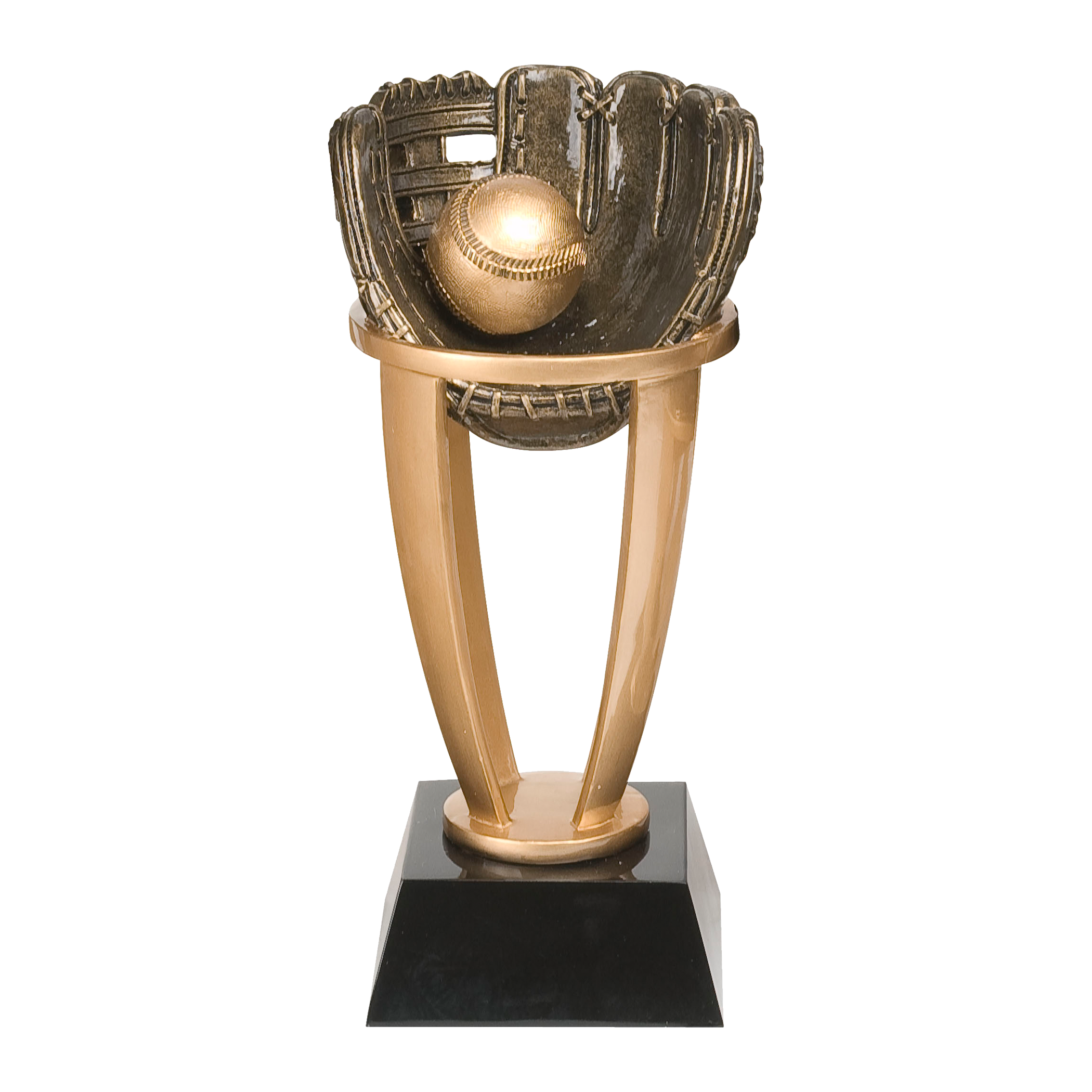 Gold Resin Baseball Glove and Ball Trophy