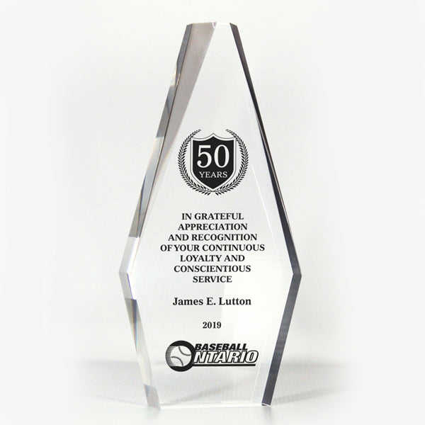 Acrylic Diamond Award with Beveled Edges - 10.5" x 6" x 1" - Nothers