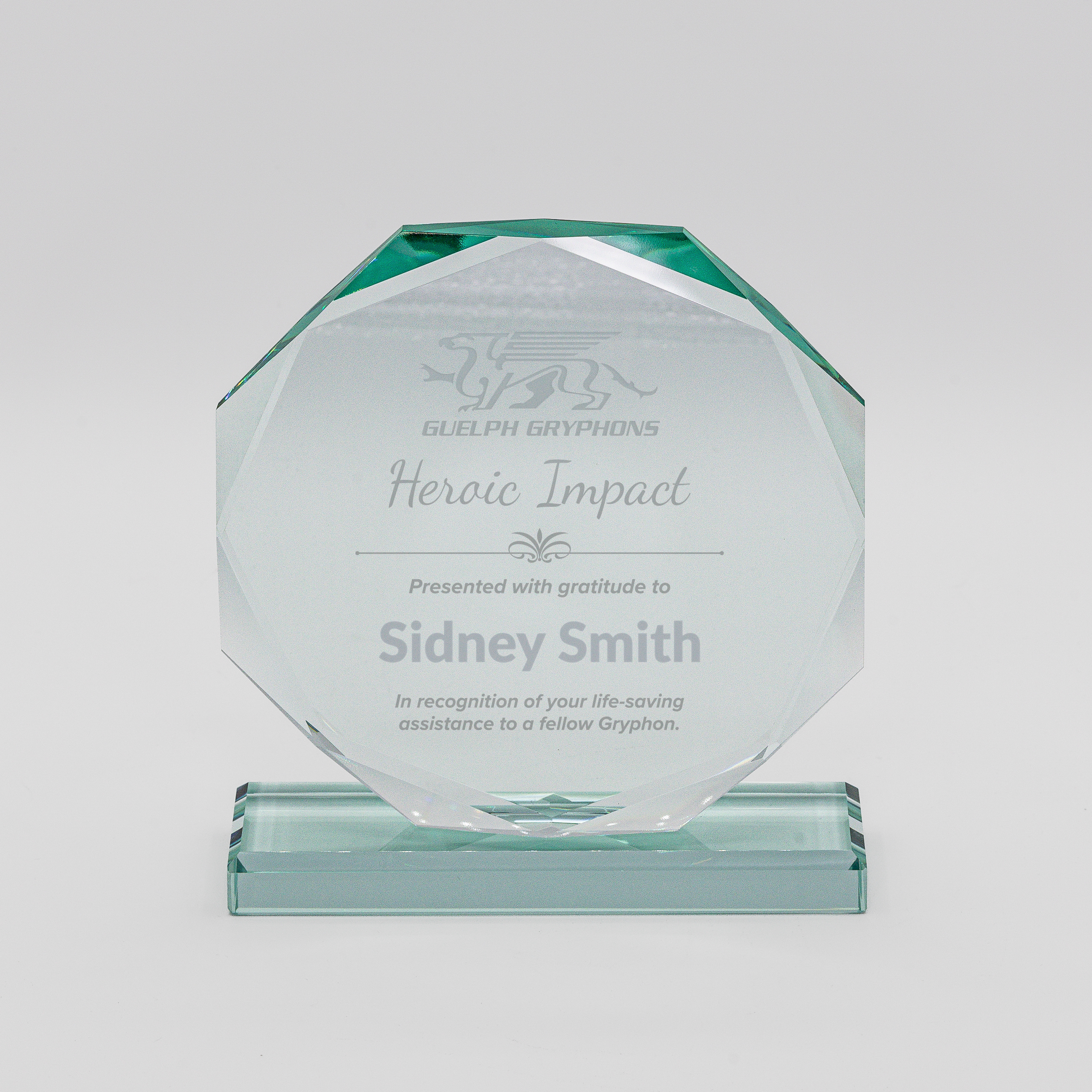 Jade Crystal Award with Beveled Edges