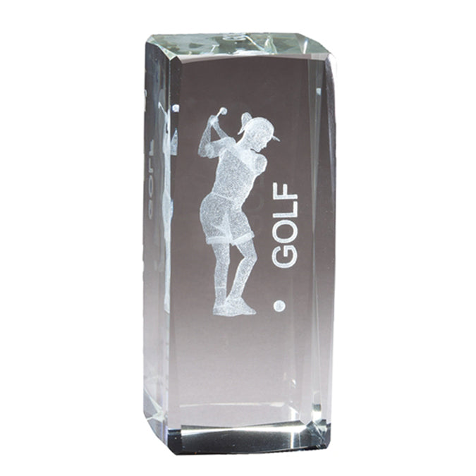 3D Laser Crystal Award - Golf