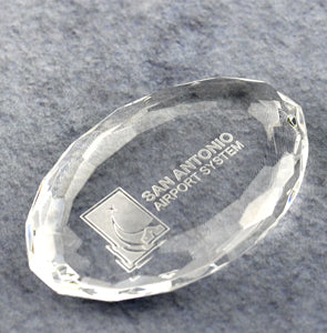 Crystal Multi-Faceted Oval Paperweight Award - - Nothers