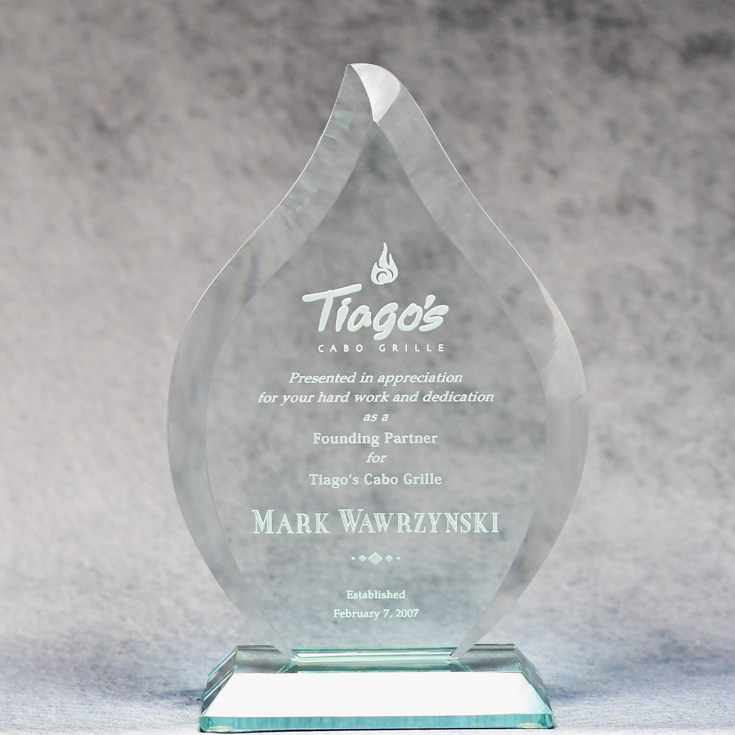 Jade Glass Droplet Award - - Nothers