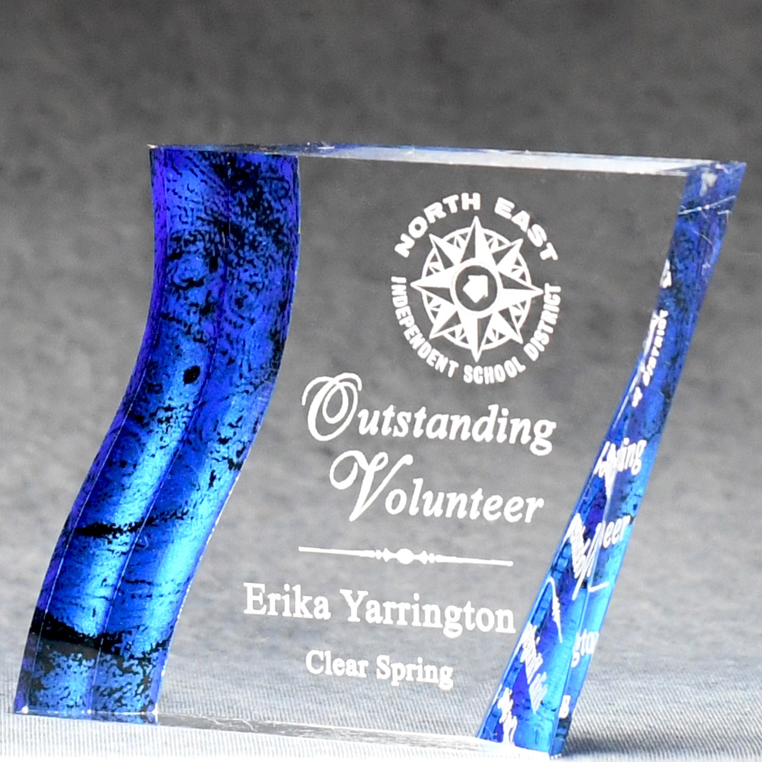Acrylic Wave Paperweight Award - Blue - Nothers