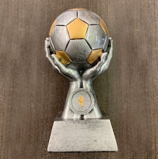 Resin Cupped Soccer Ball Trophy - Silver and Gold - Nothers