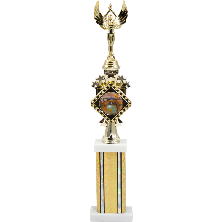 Diamond Series Trophy with a square column on a marble base