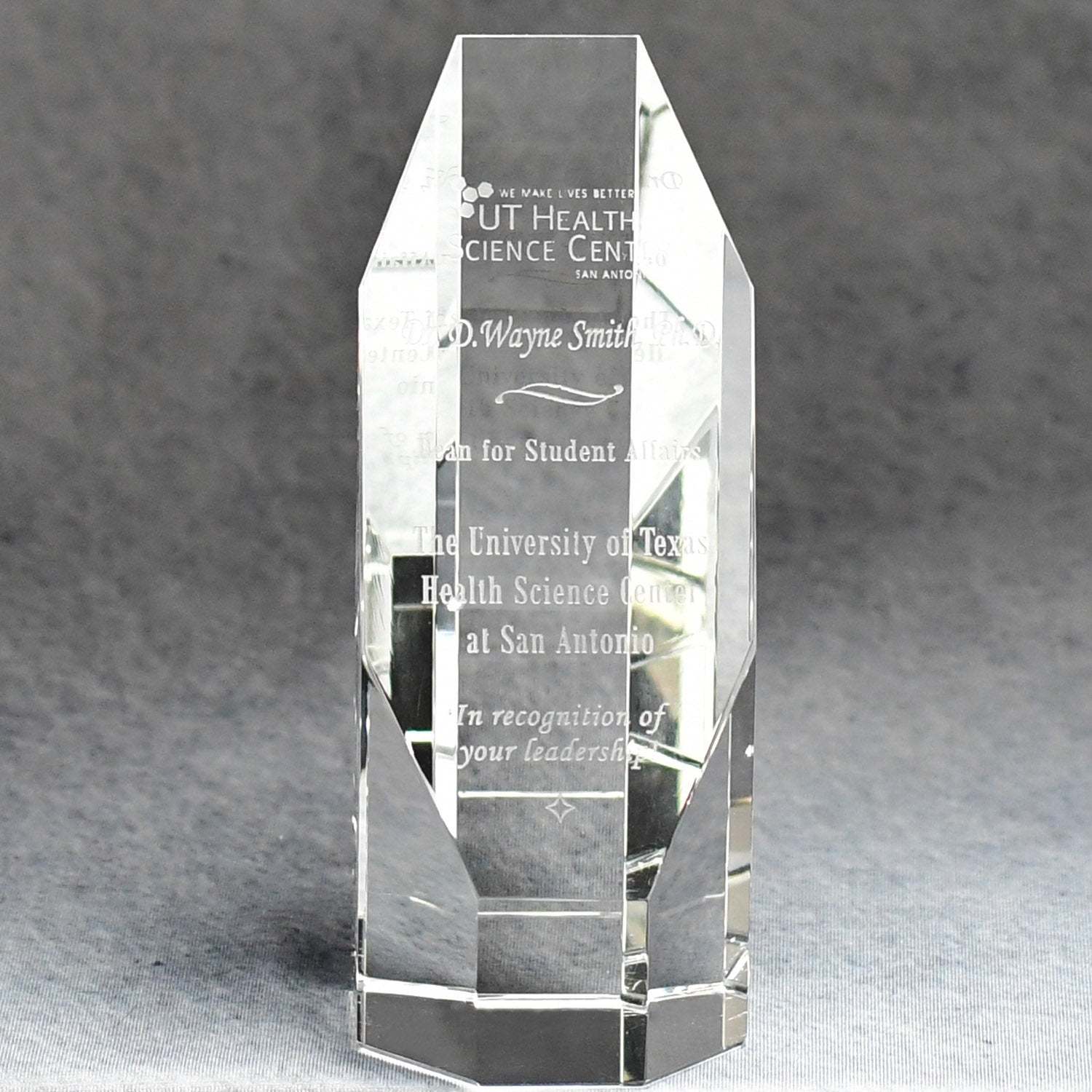 Crystal Octagon Tower Award - 8" - Nothers